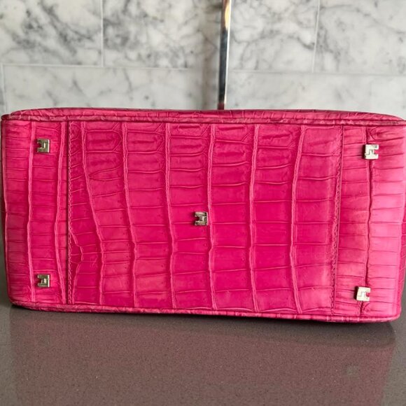 $6.2K LAMBERTSON TRUEX PINK CROCODILE PURSE BAG *TIFFANY & CO* - Picture 8 of 12